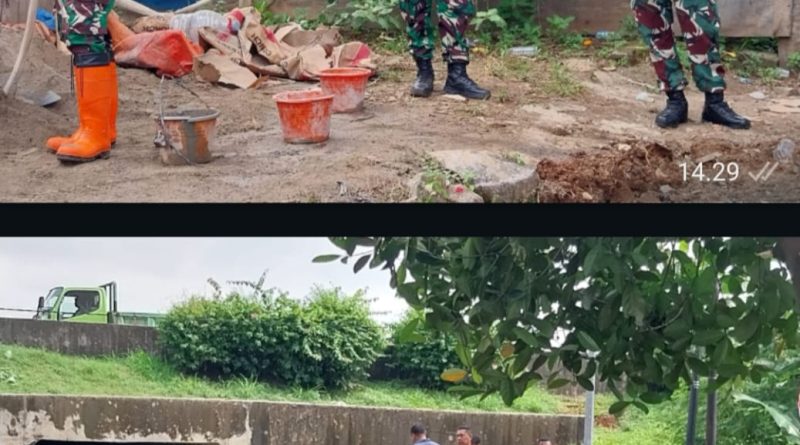 Pastikan Pembangunan Berjalan Baik Danramil 01/Tgr Kodim 0506/Tangerang Mayor Inf.Jefriansen Sipayung SE,SH,MH Tinjau Pembangunan Jembatan Garuda